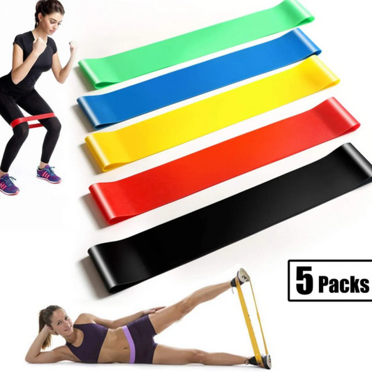 Bandas elásticas de resistencia para yoga, pilates y entrenamiento de fuerza (paquete x5)